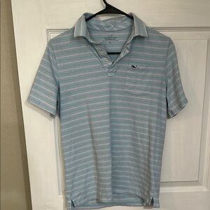 Vineyard Vines Blue Polo Shirt with Stripes